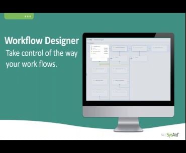 Computer screen showing ITSM workflow design interface with SysAid logo, highlighting efficient service desk operations. - SysAid
