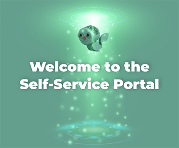 Digital seal surrounded by lights, captioned 'Welcome to the Self-Service Portal.' Enhances ITSM efficiency at SysAid. - SysAid